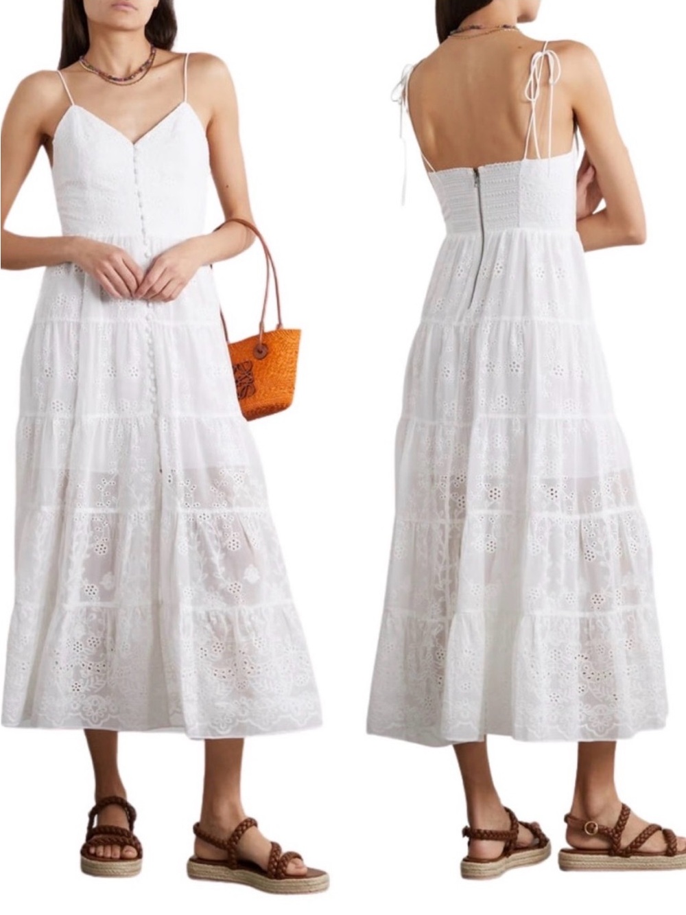 Alice + Olivia shanti tiered eyelet midi dress size 6 NWOT